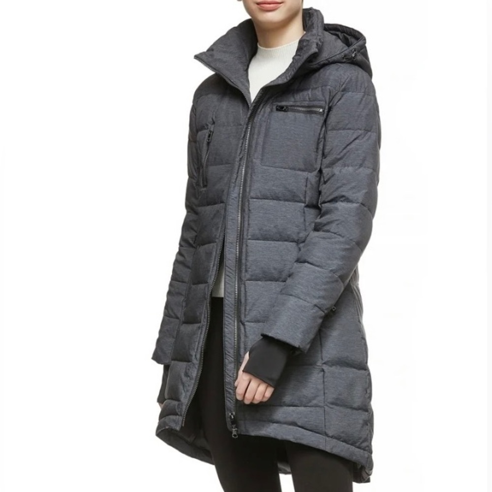 Orolay Women's Quilted Down Filled Mid Length Overcoat Darkgrey SZ XXL